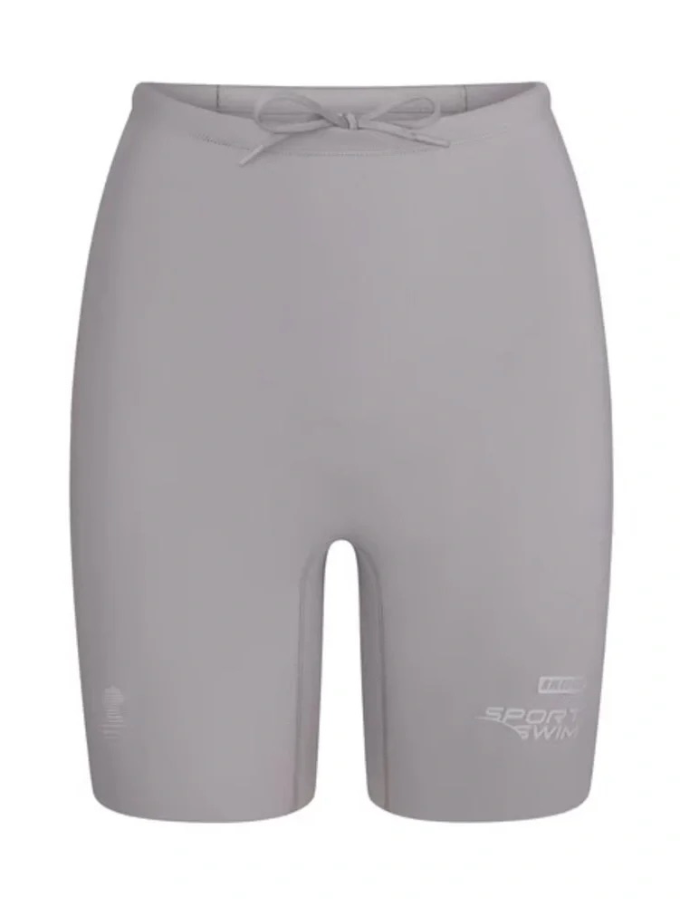 Skims Rare Scuba Mid-Thigh Swim Shorts - Chrome